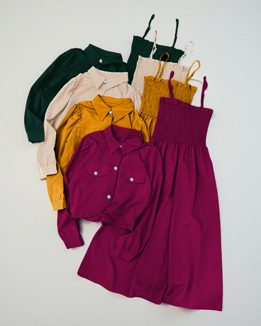 Firangi Kaaj Button Coati with Gazzer Romper Frock -Stitched 2 Piece Dress