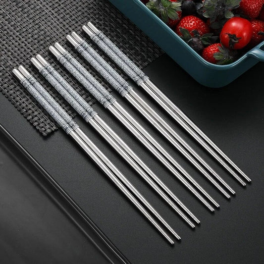 1 Pair Stainless Steel Chopsticks – Durable, Elegant, and Easy-to-Use Chopsticks