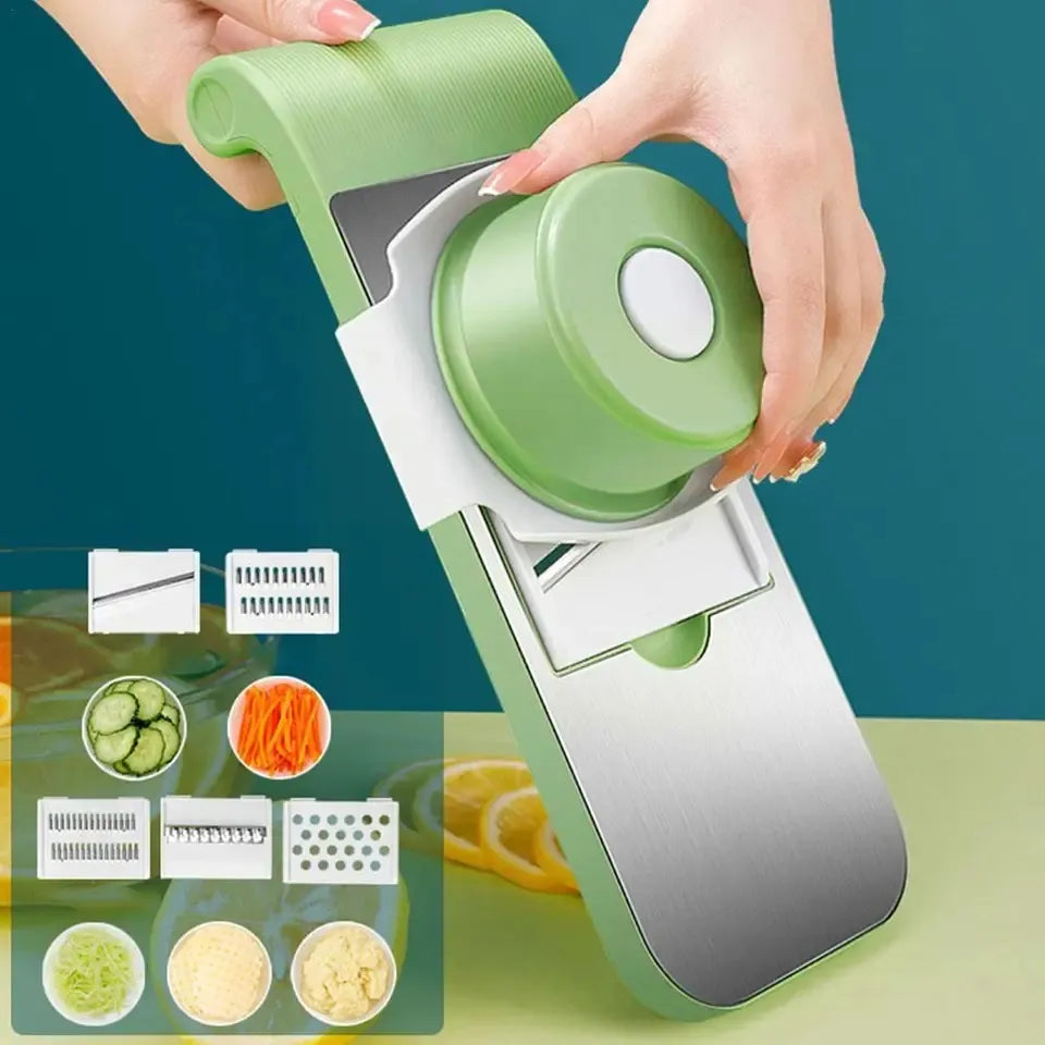 Stainless steel 5 in 1 vegetable cutter - Vegetable slicer Salad handheld chopper changeable blades kitchen tool