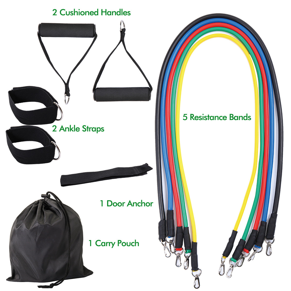 11 PCS Latex Resistance Band Set Yoga Pilates Abs Exercise Fitness Gym Workout Set