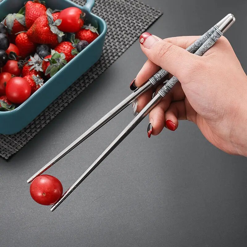 1 Pair Stainless Steel Chopsticks – Durable, Elegant, and Easy-to-Use Chopsticks