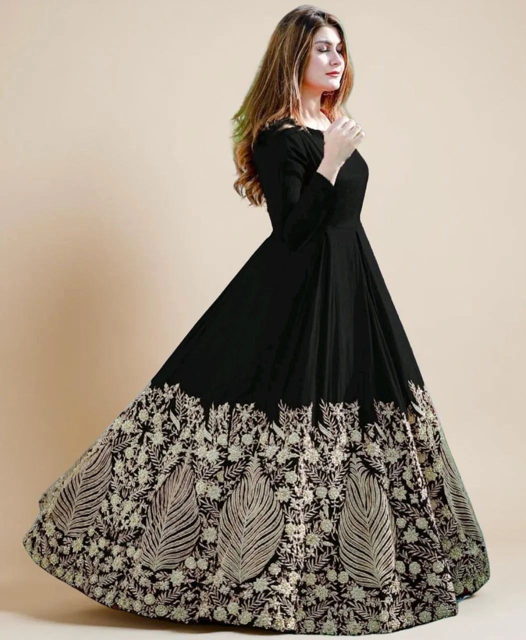 Designer Heavy Embroidered Chiffon Maxi Dress Stitched Ready-to-Wear Wedding Party