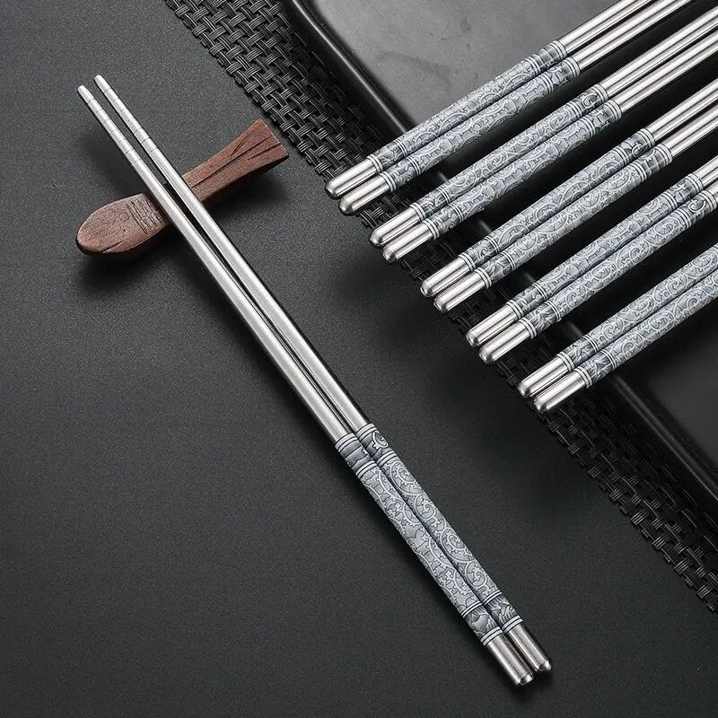 1 Pair Stainless Steel Chopsticks – Durable, Elegant, and Easy-to-Use Chopsticks