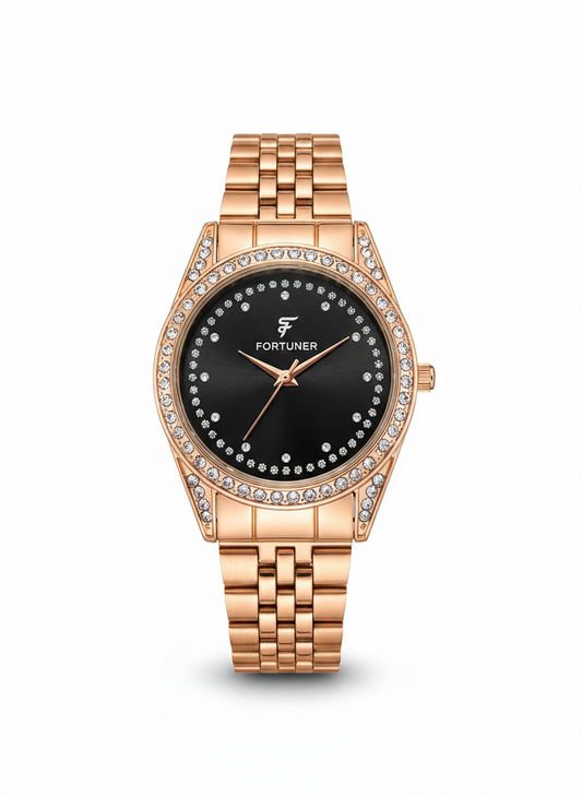 Rose Gold Crystal Roman Numeral Watch